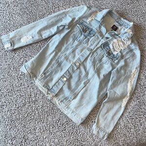 Extreme distressed denim jacket, M